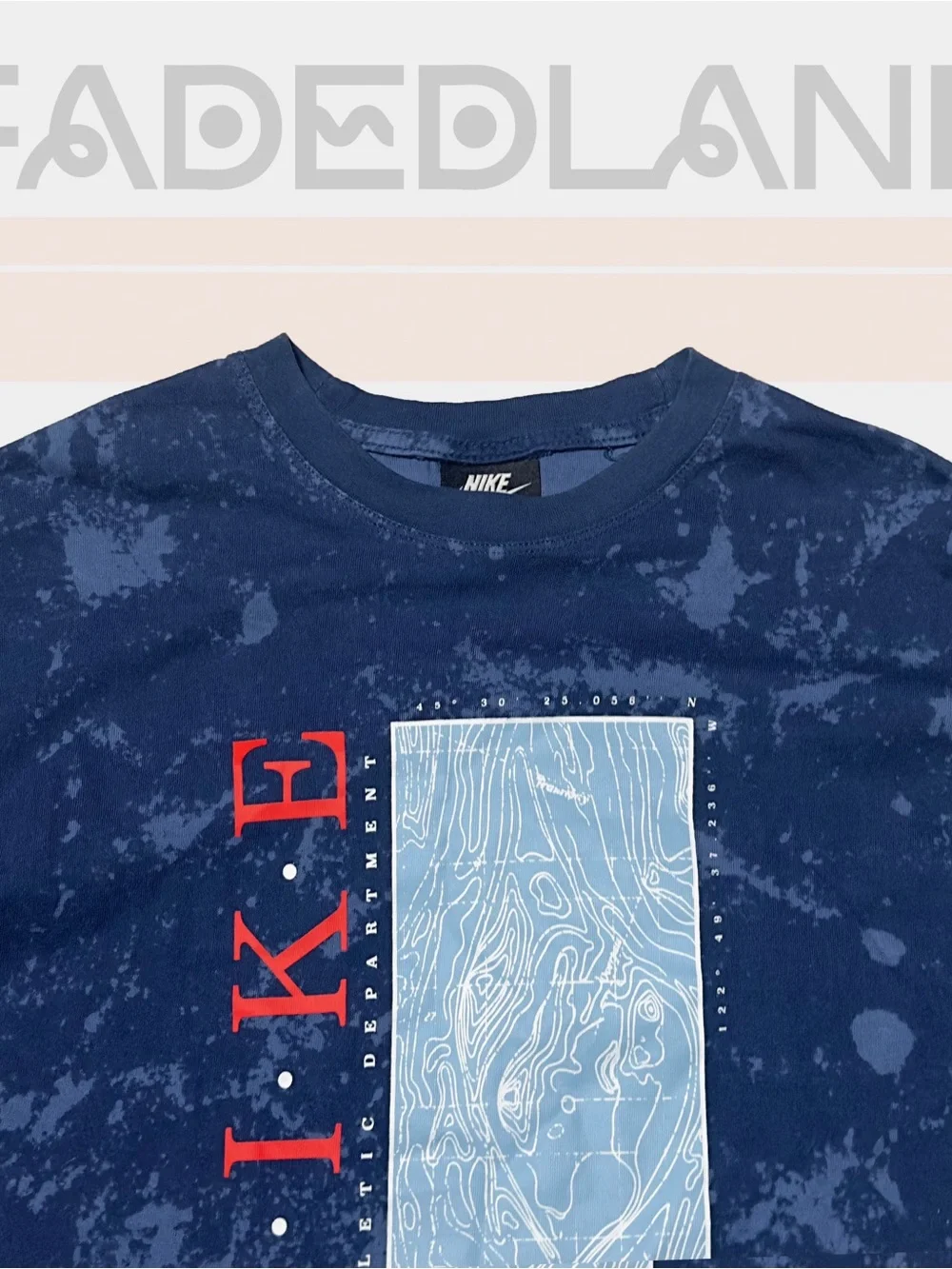 Nike women Blue Tie-Dye Crop Tee with Red Logo